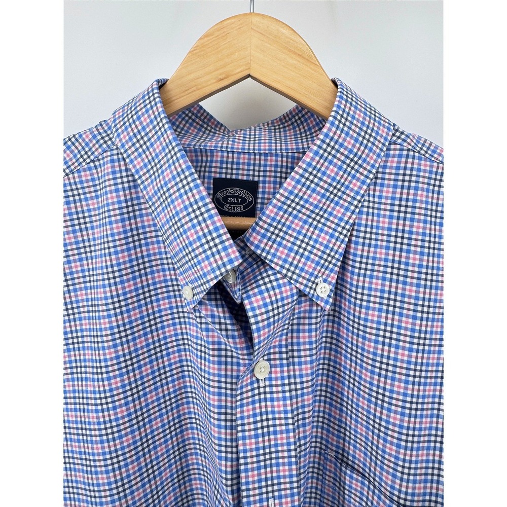 Brooks Brothers Mens 2XLT Non-Iron Stretch Supima Cotton Plaid Button Down Shirt